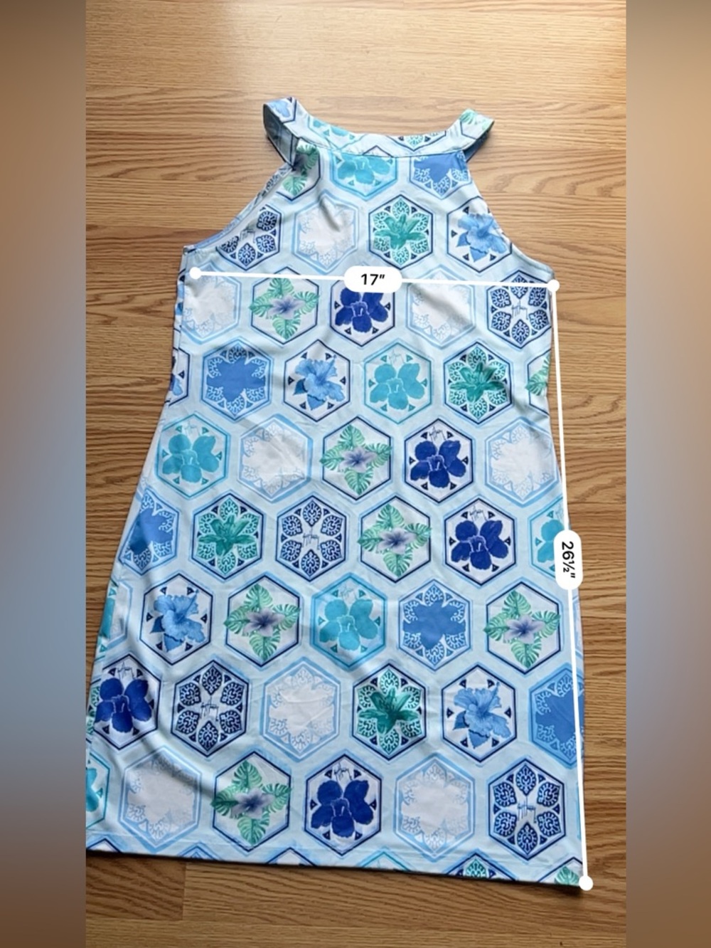 Guy Harvey A Line Sleeveless Halter Dress Size Large Floral White Blue Green - Picture 4 of 4